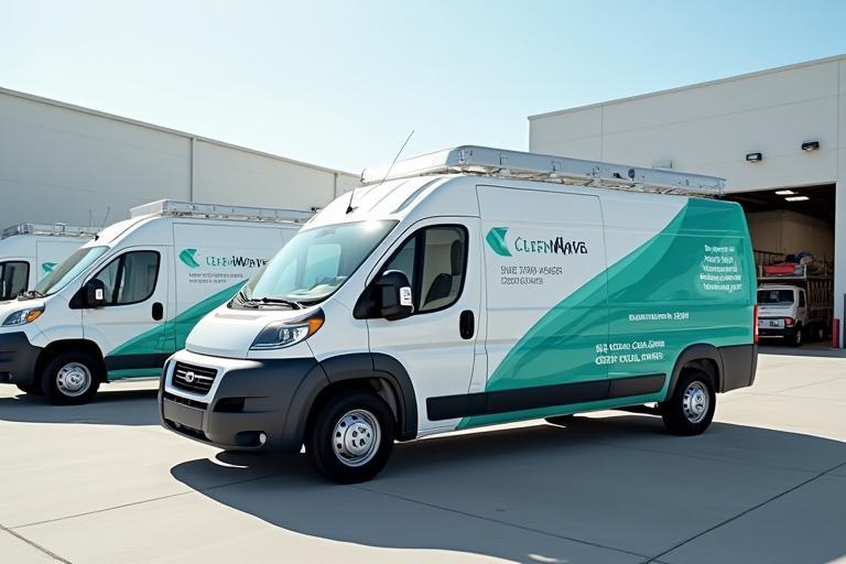 CleanWave vans servicing fleet vehicles